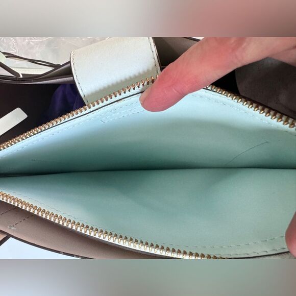 NWOT Kate Spade Tote Bag – Leather Structured Shopper –Light Blue Work Bag Purse - Picture 13 of 16